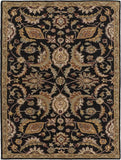 Floral Black/Beige Wool Area Handtufted Rug