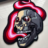 Trippy Melting Handtufted Skull Rug