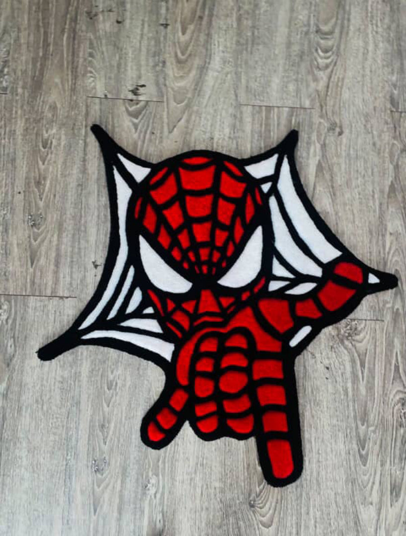 Spider-Man patch on a wooden surface