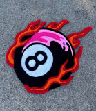 Flaming 8 Ball Pool Handmade Rug