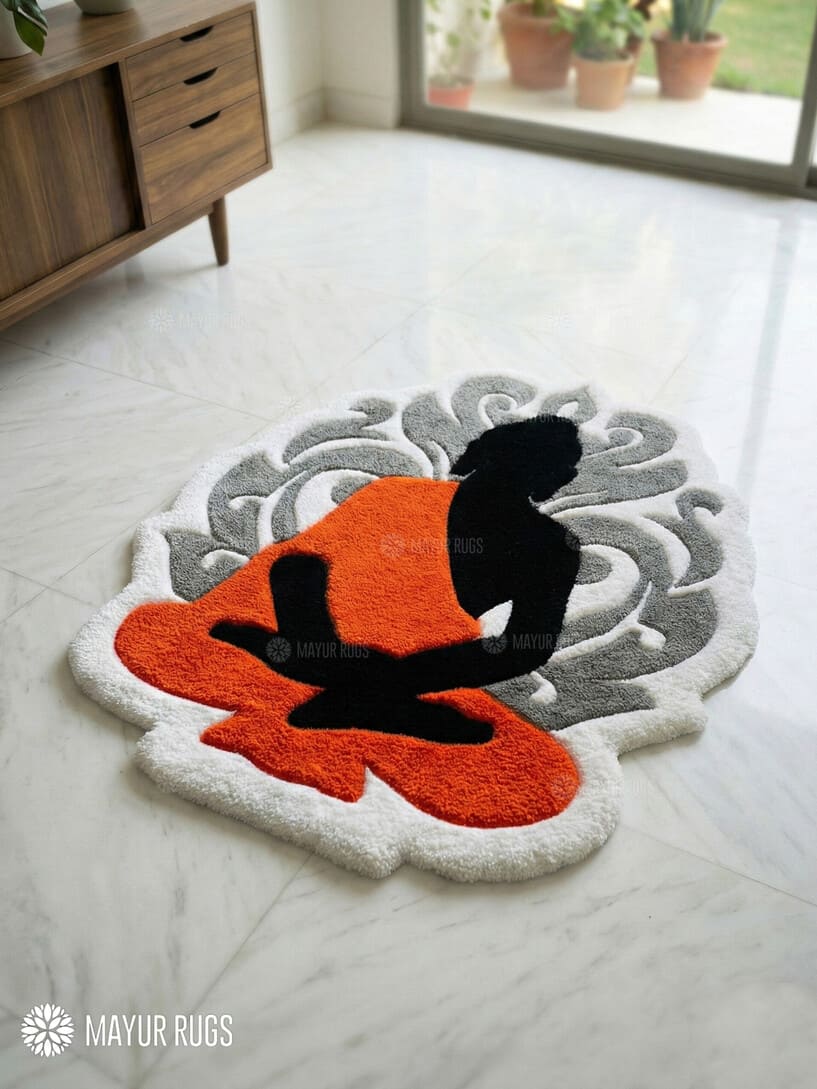 Buddha Meditation Spiritual Handtufted Rug by Mayur Rugs
