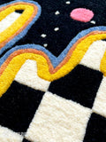 Cosmic Drip Checkerboard – Abstract Handmade Rug