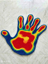 Thermal hand inspired abstract hand-tufted wool rug with heat map gradient design, premium custom area rug by Mayur Rugs