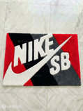 Nike SB inspired hand-tufted wool rug with streetwear skate sneaker aesthetic design, premium custom area rug by Mayur Rugs