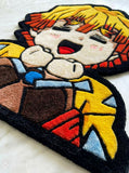 Zenitsu inspired hand-tufted wool rug with bold anime thunder design, premium custom area rug by Mayur Rugs