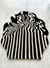 Liquid strip abstract hand-tufted wool rug with fluid modern design, premium custom area rug by Mayur Rugs