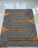 Geometric lines abstract modern hand-tufted wool rug with contemporary minimalist design, premium custom area rug by Mayur Rugs