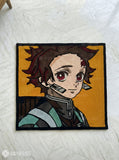 Tanjiro Kamado inspired Demon Slayer anime hand-tufted wool rug with bold character design, premium custom area rug by Mayur Rugs