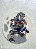 Luffy Gear 5 Joy Boy inspired One Piece anime hand-tufted wool rug with bold transformation design, premium custom area rug by Mayur Rugs