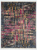 Abstract horizon heritage hand-knotted wool rug with modern vintage fade design, premium luxury rug by Mayur Rugs