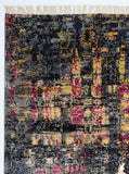Abstract horizon heritage hand-knotted wool rug with modern vintage fade design, premium luxury rug by Mayur Rugs