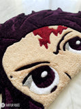 Tanjiro Kamado inspired Demon Slayer anime hand-tufted wool rug with bold character design, premium custom area rug by Mayur Rugs