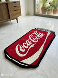 Coca-Cola inspired hand-tufted wool rug with retro soda aesthetic design, premium custom area rug by Mayur Rugs