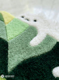 Monstera leaf with cat hand-tufted wool rug with cute botanical design, premium custom area rug by Mayur Rugs