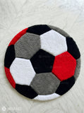 Abstract soccer sphere hand-tufted wool rug with modern football design, premium custom area rug by Mayur Rugs