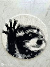 Pedro raccoon inspired custom hand-tufted wool rug with cute cartoon animal design, premium custom area rug by Mayur Rugs