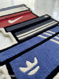 Sneaker box hand-tufted wool rug with streetwear sneakerhead design, premium custom area rug by Mayur Rugs