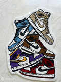 Sneaker culture stack hand-tufted wool rug with retro basketball sneaker artwork, premium custom area rug by Mayur Rugs