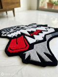 Venom monster face hand-tufted wool rug with dark comic streetwear aesthetic design by Mayur Rugs
