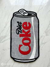 Diet Coke inspired hand-tufted wool rug with retro soda aesthetic design, premium custom area rug by Mayur Rugs