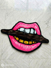Pink Lips Cigar Pop Art Hand-Tufted Rug