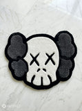 KAWS inspired custom handmade grey and white hand-tufted wool rug with modern hype-art aesthetic design by Mayur Rugs