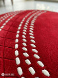 Cricket ball hand-tufted wool rug with classic sports seam detailing, premium custom area rug by Mayur Rugs