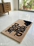 GOT Hold The Door hand-tufted wool rug with fantasy monochrome typography aesthetic design by Mayur Rugs