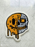 Dripping smiley skull hand-tufted wool rug with gothic streetwear aesthetic design, premium custom area rug by Mayur Rugs