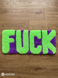 FUCK custom keyboard hand-tufted wool rug with meme gaming setup aesthetic design by Mayur Rugs