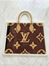 LV bag inspired fan art custom hand-tufted wool rug with luxury fashion aesthetic design by Mayur Rugs