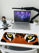 Tiger keyboard hand-tufted wool rug with wild gaming setup aesthetic design by Mayur Rugs