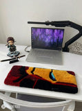 Iron Man inspired custom keyboard hand-tufted wool rug with Marvel gaming setup aesthetic design by Mayur Rugs