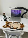 Cute dog keyboard hand-tufted wool rug with kawaii gaming setup aesthetic design by Mayur Rugs