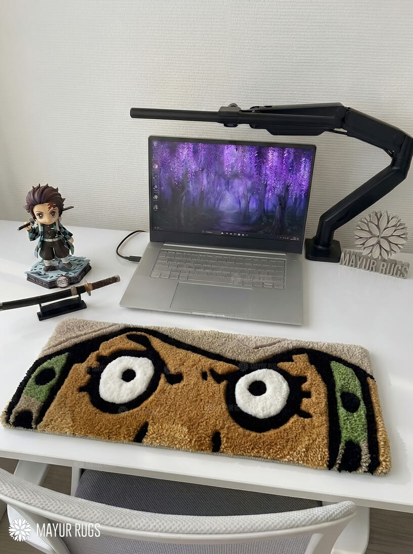 Usopp Inspired One Piece custom keyboard rug handmade with premium tufted wool for anime gaming desk setup by Mayur Rugs