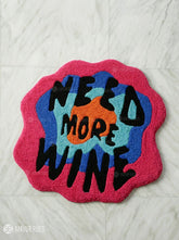 Need More Wine abstract hand-tufted wool rug with colorful retro pop-art aesthetic design by Mayur Rugs