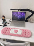 Love Patch Inspired custom keyboard rug handmade with premium tufted wool for kawaii pastel gaming desk setup by Mayur Rugs
