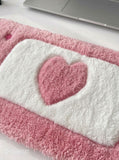 Love Patch Inspired custom keyboard rug handmade with premium tufted wool for kawaii pastel gaming desk setup by Mayur Rugs