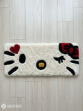 Hello Kitty Inspired hand-tufted keyboard rug with kawaii pastel gaming desk setup aesthetic by Mayur Rugs