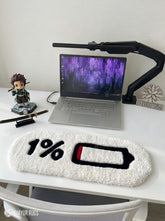 1% Battery hand-tufted wool rug with minimalist internet culture aesthetic design by Mayur Rugs