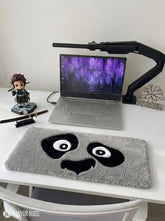 Dragon warrior panda inspired hand-tufted keyboard rug with cartoon aesthetic by Mayur Rugs