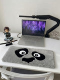 Dragon warrior panda inspired hand-tufted keyboard rug with cartoon aesthetic by Mayur Rugs