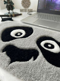 Dragon warrior panda inspired hand-tufted keyboard rug with cartoon aesthetic by Mayur Rugs