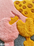 3D fluffy SpongeBob and Patrick-inspired hand-tufted wool rug with playful underwater cartoon aesthetic by Mayur Rugs