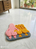 3D fluffy SpongeBob and Patrick-inspired hand-tufted wool rug with playful underwater cartoon aesthetic by Mayur Rugs