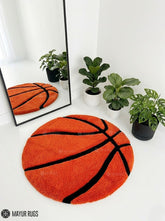 Basketball area hand tufted wool rug featuring sports-themed design by Mayur Rugs
