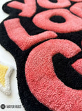 You Look Good hand tufted 3D wool rug featuring motivational typography artwork by Mayur Rugs