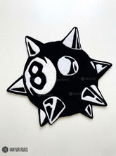 Evil 8 Ball Spiky Custom hand tufted wool rug featuring gothic cartoon character artwork by Mayur Rugs.