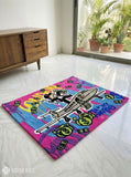 Inspired Monopoly money jet hand tufted wool area rug featuring luxury pop art, private jet, and graffiti-inspired artwork by Mayur Rugs.