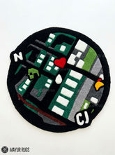 GTA map hand tufted custom wool rug featuring fan-inspired gaming map artwork by Mayur Rugs.